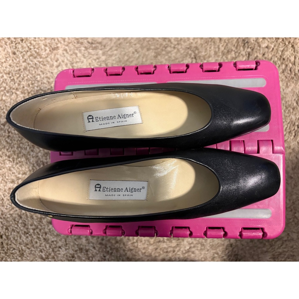 Vintage Etienne Aigner Block Heel Pumps Black Women's Size 8.5N Old Money - Picture 2 of 7